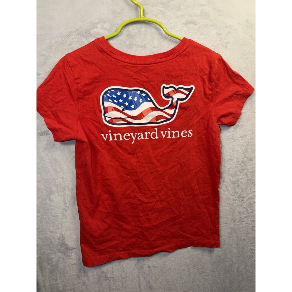 Vineyard Vines Girls Red American Flag Whale Pocket T-Shirt Medium 10-12 - Picture 6 of 8